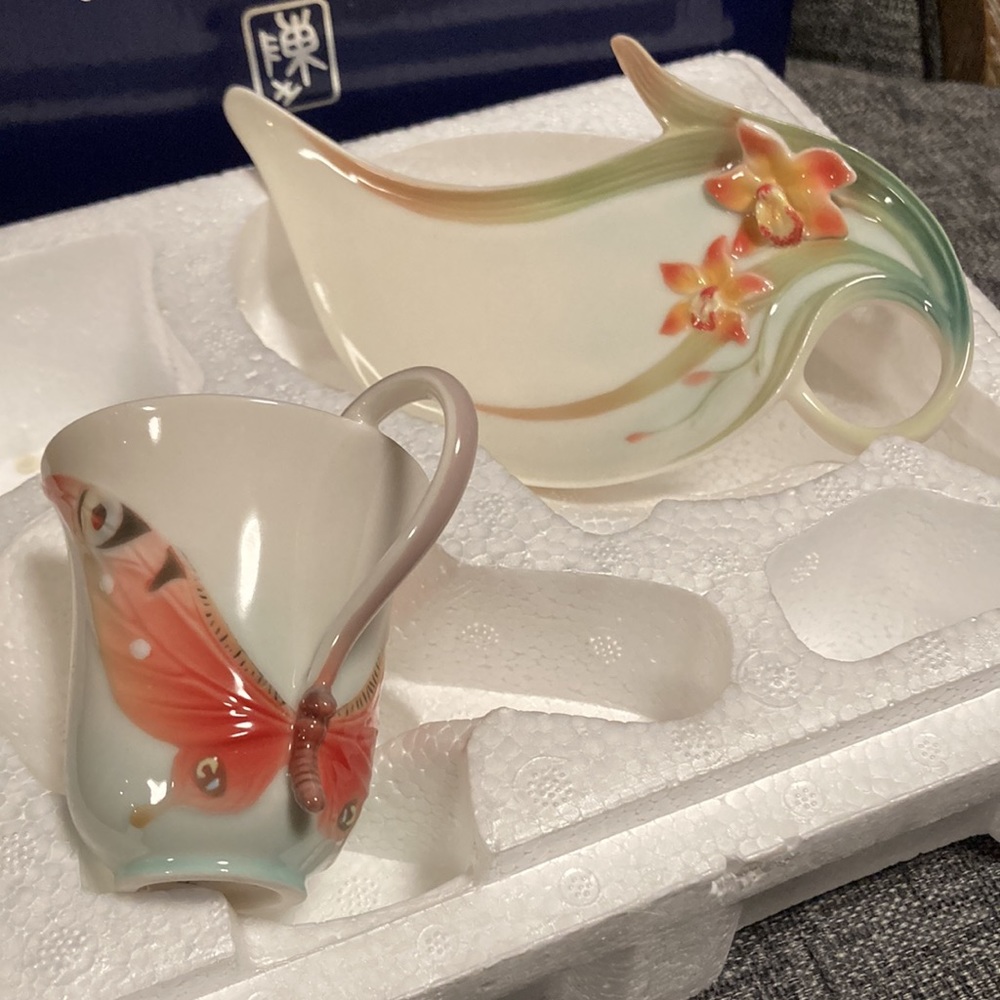 Franz Porcelain Butterfly Cup and Saucer